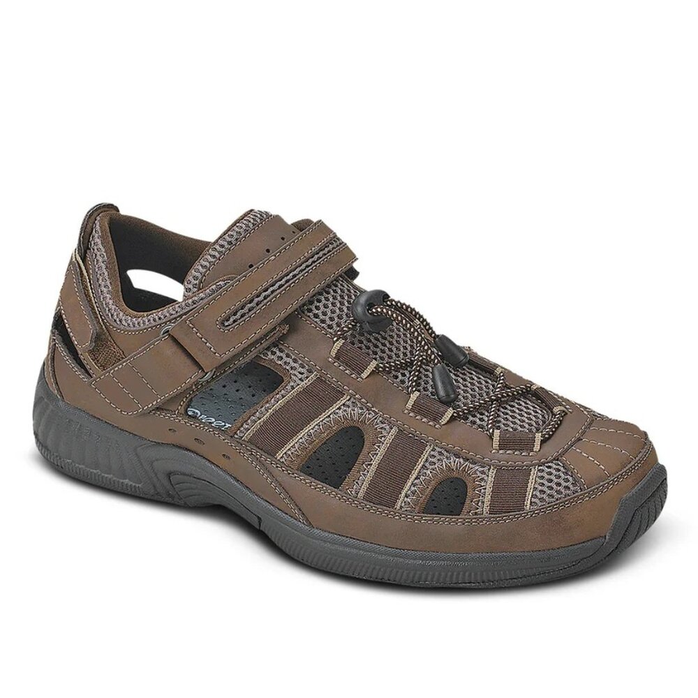 Orthofeet Men's Clearwater Orthopedic Sandals, Brown, 12 Wide(2E), New